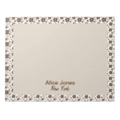 暗褐色の茶色の天然花 ノートパッド (正面)