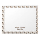 暗褐色の茶色の天然花 ノートパッド (正面)