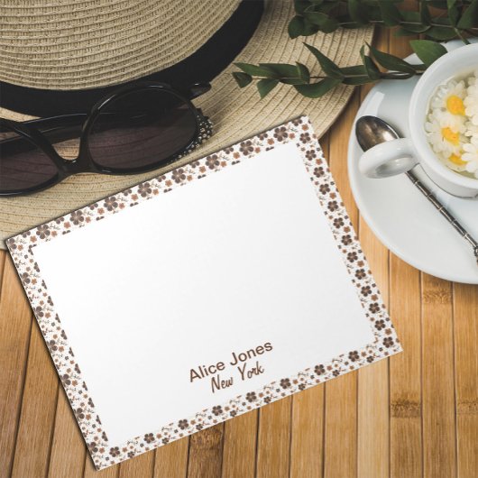 暗褐色の茶色の天然花 ノートパッド