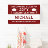 暗赤と白色卒業 横断幕 (インサイチュ)