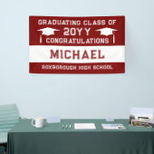 暗赤と白色卒業 横断幕 (トレードショー)