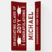 暗赤と白色卒業 横断幕 (縦)