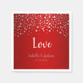 暗赤色と銀の紙吹雪ドット スタンダードカクテルナプキン (正面)