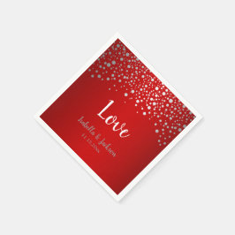 暗赤色と銀の紙吹雪ドット スタンダードカクテルナプキン