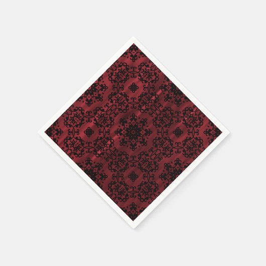 暗赤色と黒色のゴシックグランジ幾何学 スタンダードカクテルナプキン (角)