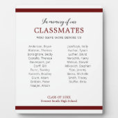 暗赤色のクラスメート名のメモリアル フォトプラーク (正面)