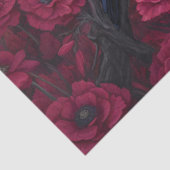 暗赤色のケシの切り離し付きゴシック風のカラス 薄葉紙 (詳細)