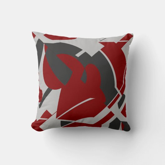 暗赤色の木炭グレーはっきりした旋回抽象芸術 クッション (正面)