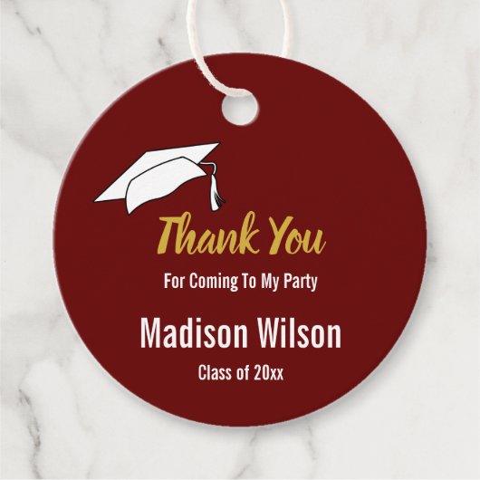 暗赤色の来金ゴールド卒業 フェイバータグ (正面)