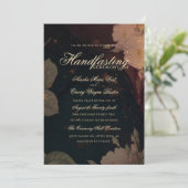 暗赤色の植物性ゴシックBohoフローラ 招待状 (スタンド正面)