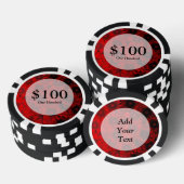 暗赤色の花の模様 ポーカーチップ (積み重ね)