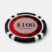 暗赤色の花の模様 ポーカーチップ (シングル)