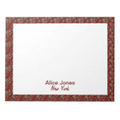 暗赤色の茶色の天然花 ノートパッド (正面)