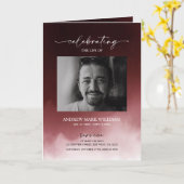 暗赤色の葬儀の順序の折り畳みプログラム カード (黄色い花)