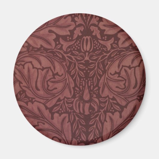 暗赤色アカントス葉の（ウィリアム・モリス著） マグネット (正面)