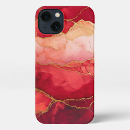 暗赤色アルコールインクガーリー金ゴールド iPhone 13ケース