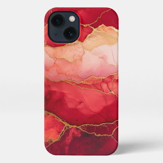 暗赤色アルコールインクガーリー金ゴールド iPhoneケース (裏面)