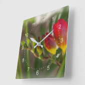 暗赤色フリージア スクエア壁時計 (傾斜)