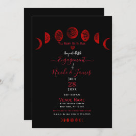 暗赤色ブラックムーンフェイズゴシック婚約パーティ 招待状