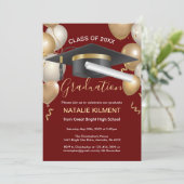 暗赤色・金ゴールド院長卒業式パーティー 招待状 (スタンド正面)