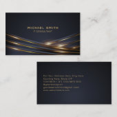 暗輝くい背景の金ゴールド線 名刺 (正面/裏面)