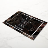 暗銅褐色の青銅植物銀結婚色 箔招待状 (回転した状態)