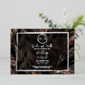 暗銅褐色の青銅植物銀結婚色 箔招待状 (立ち正面)