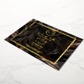 暗銅褐色ブロンズ植物体結婚の金ゴールド 箔招待状 (回転した状態)