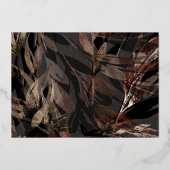 暗銅褐色ブロンズ植物体結婚の金ゴールド 箔招待状 (裏面)