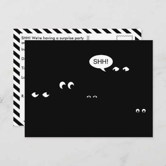 暗闇で待つ：サプライズパーティー! インビテーションポストカード (正面/裏面)