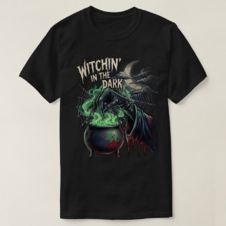 暗闇で魔女っ子なハロウィン Tシャツ