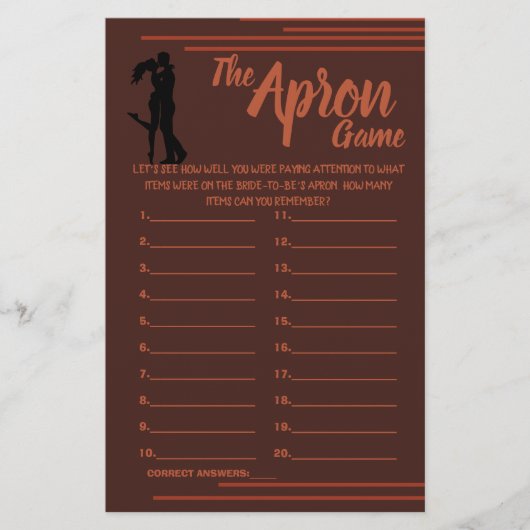 暗闇とエプロン自然シャワーゲームカードフライヤー チラシ (正面)