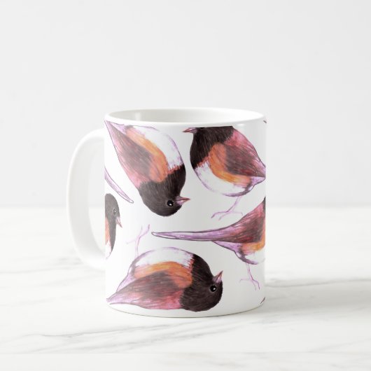 暗闇によって注目されるユキヒメドリの鳥の水彩画の絵画 コーヒーマグカップ (正面左)