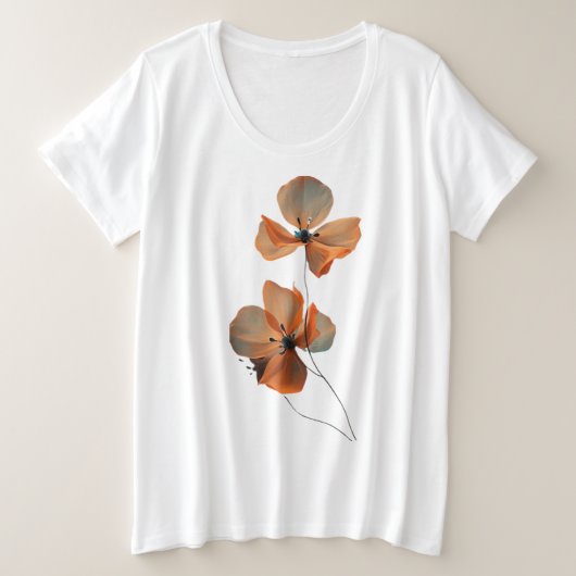 暗闇に咲くアンバーホイスパーの花弁 エンバー プラスサイズTシャツ (デザイン正面)