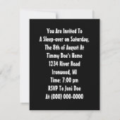 暗闇のかわいい目はSleepoverの招待状をからかいます 招待状 (裏面)