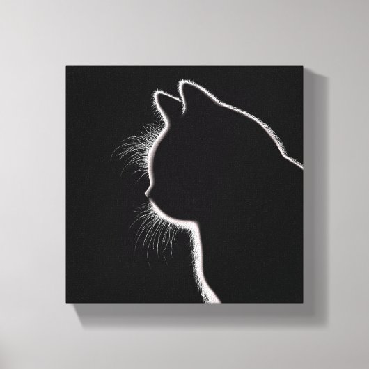 暗闇のひげ | 猫のひげのシルエット キャンバスプリント (正面)