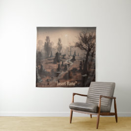 暗闇の中でささやく：恐ろしい墓地の雰囲気 タペストリー