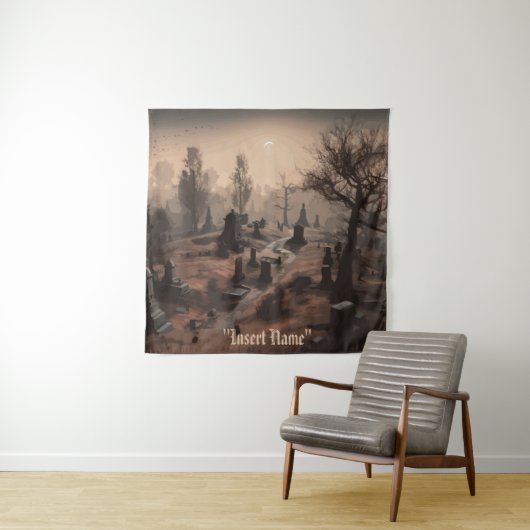 暗闇の中でささやく:恐ろしい墓地の雰囲気 タペストリー (インサイチュ)