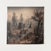 暗闇の中でささやく:恐ろしい墓地の雰囲気 タペストリー (正面)