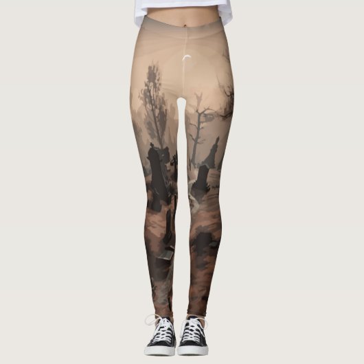 暗闇の中でささやく：恐ろしい墓地の雰囲気 レギンス (正面)