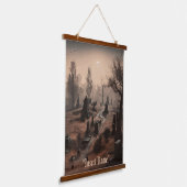 暗闇の中でささやく：恐ろしい墓地の雰囲気 吊り下げ型タペストリー (傾斜あり)