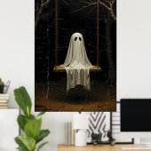 暗闇の中でささやく、森の中で幽霊のように揺れる ポスター (ホームオフィス)