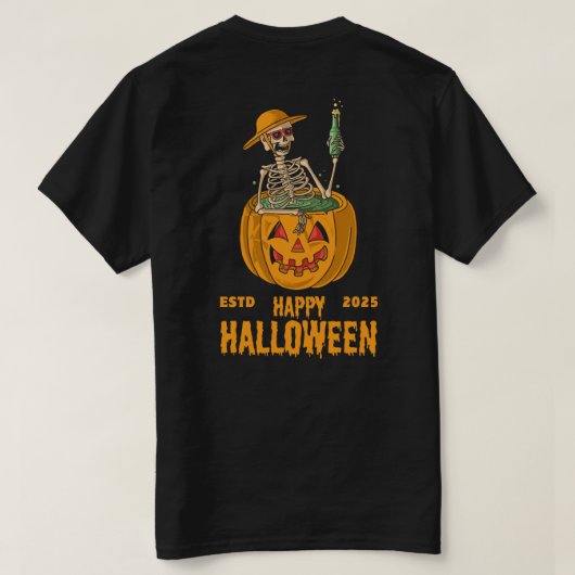 暗闇の中でハロウィーンモンスターに出会う Tシャツ (デザイン裏面)