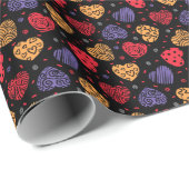 暗闇の中でロマンチックカラフルなハートのパターン ラッピングペーパー (ロールコーナー)