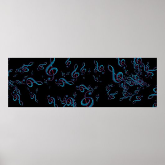 暗闇の中で震えるgクレフ、 音符記号 ポスター (正面)