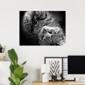 暗闇の中の猫 ポスター (ホームオフィス)