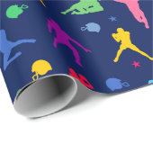 暗闇の中カラフルでサッカー選手のパターン ラッピングペーパー (ロールコーナー)