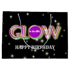 暗闇の子供のネオンパーティーの明るいカラフルの白熱 ラージペーパーバッグ