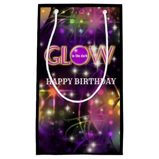 暗闇の子供の大人の誕生会で光って下さい スモールペーパーバッグ (正面)