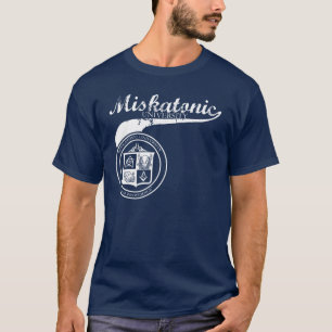 暗闇のSwooshのMiskatonic大学ワイシャツ Tシャツ